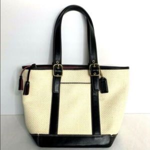 Couch Hamptons straw tote small pink lining